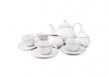 Чайный сервиз на 4 персоны 11 предметов Розовый рисунок